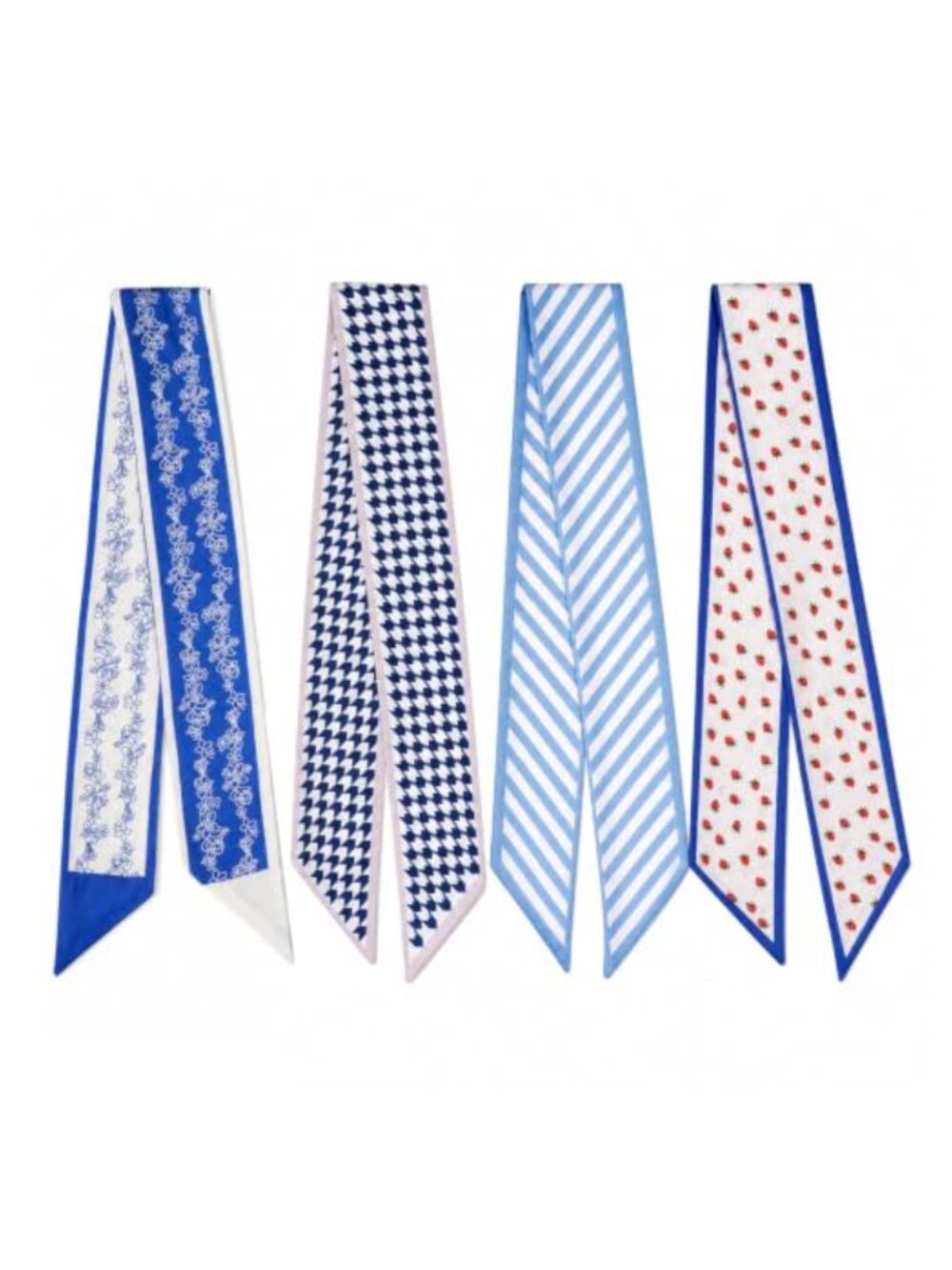 Satin Twilly Scarf Set 4pcs Purse Scarf Headband Wrist Wrap